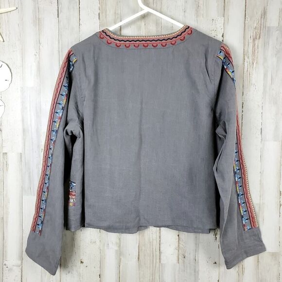 Laurie Felt Embroidered Bead Jacket Gray Size Medium - Picture 2 of 12